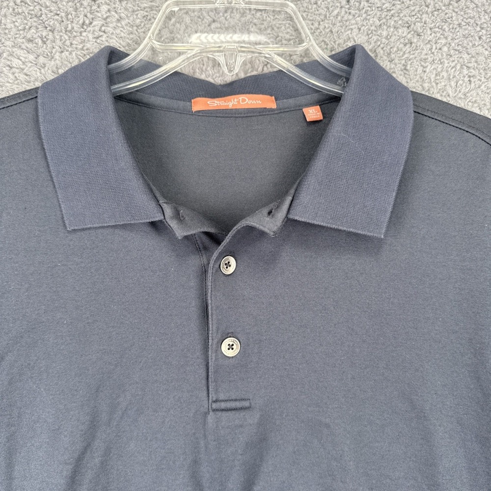 Straight Down Mens Golf Polo Shirt XL S/S Dark Gray Performance Avalon Logo